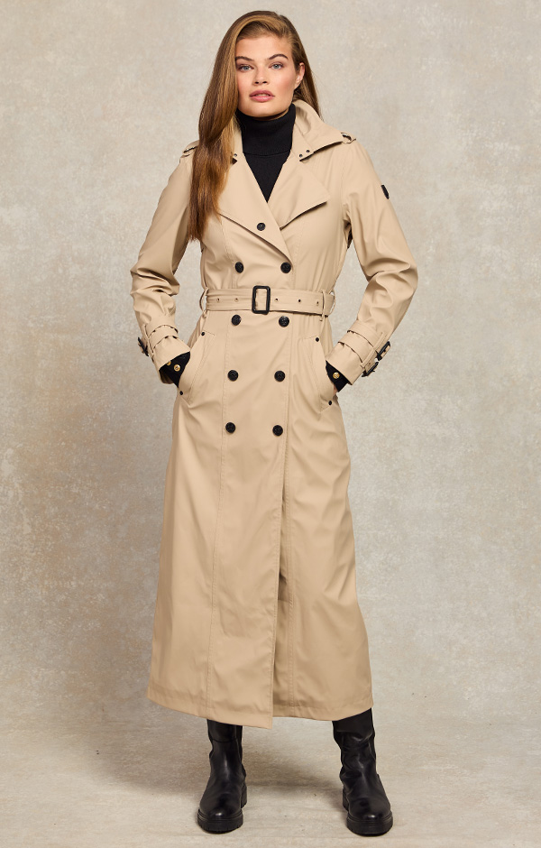 Full Length Kendal Waterproof Trench Coat (Stone)