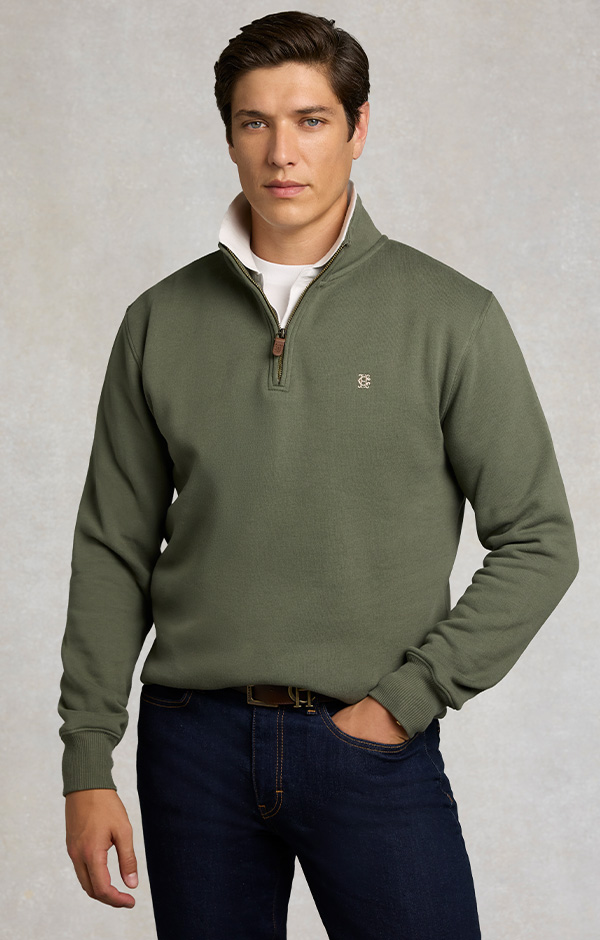 Men's Classic Quarter Zip Sweat (Khaki)