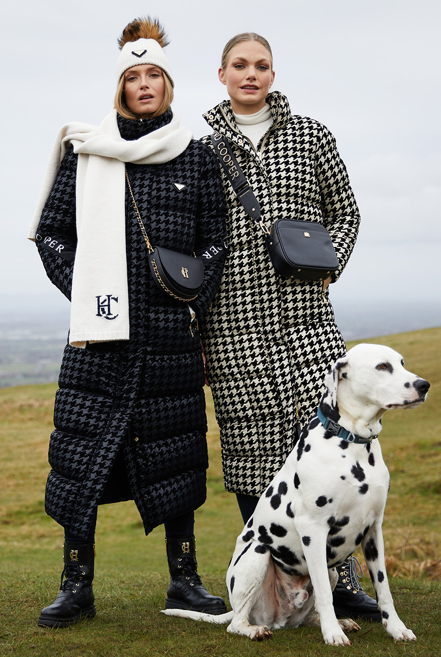 Crawford Longline Coat (Ecru Houndstooth)