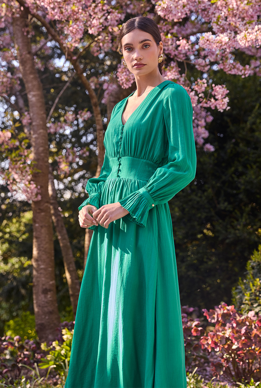 Phoebe V-Neck Maxi Dress (Jewel Green)