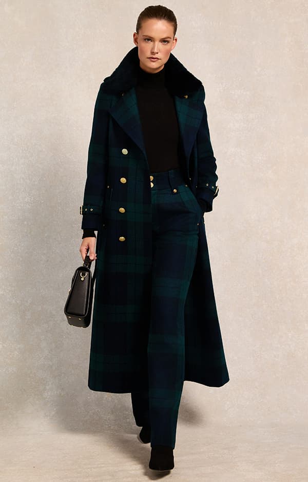 Marlborough Shearling Trench Coat (Blackwatch)
