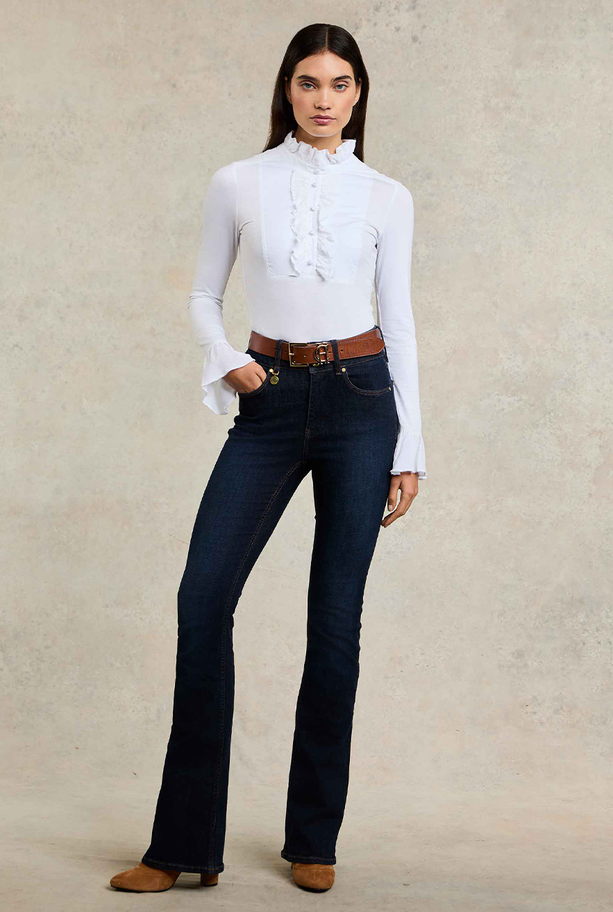 High Rise Flared Jean (Deep Indigo)