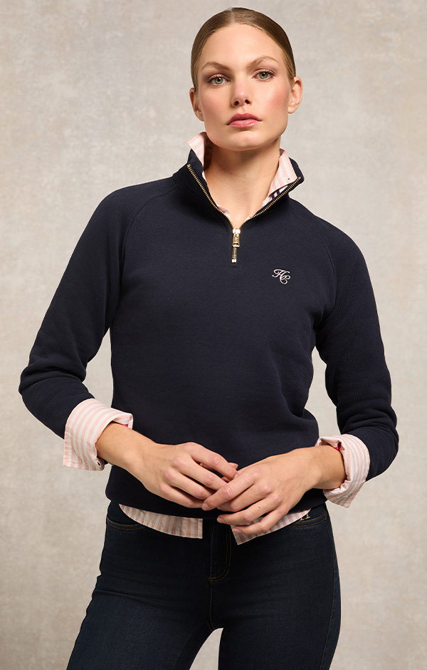 Burford Quarter Zip Neck Sweat (Ink Navy)