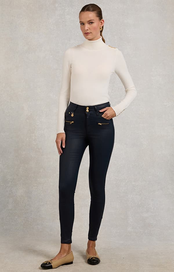 Coated Jodhpur Jean (Navy)
