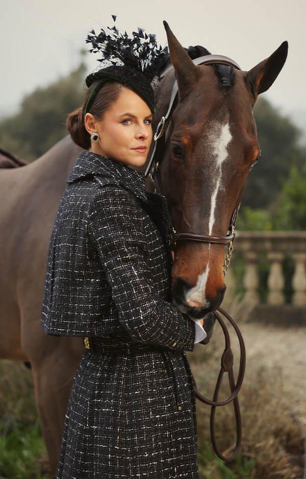 Jade's Cheltenham Look (Black & Silver Couture Tweed)