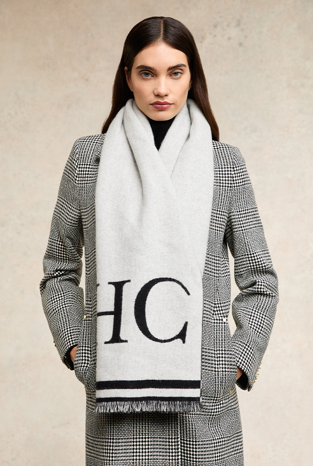 Regency Monogram Scarf (Black White)