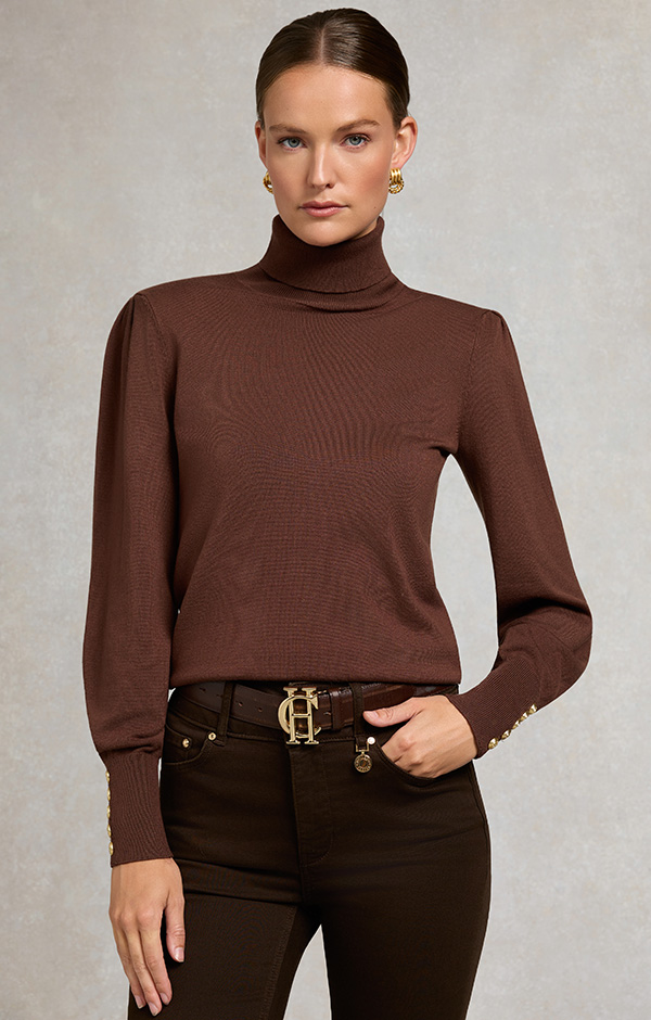 Structured Kelsie Roll Neck Knit (Cocoa)