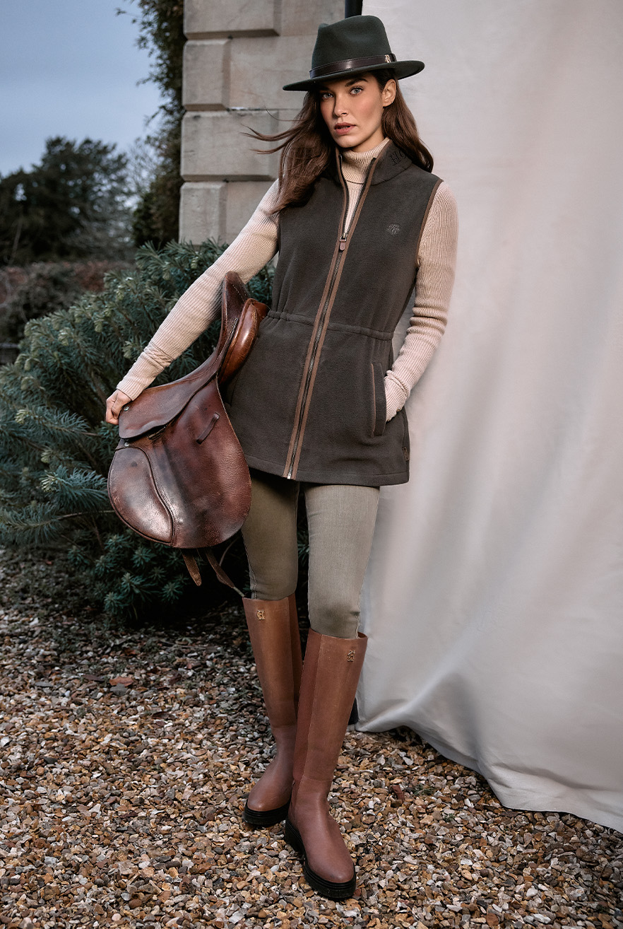 Country Longline Fleece Gilet (Khaki)