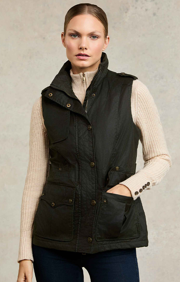 Alma Wax Gilet (Dark Olive)