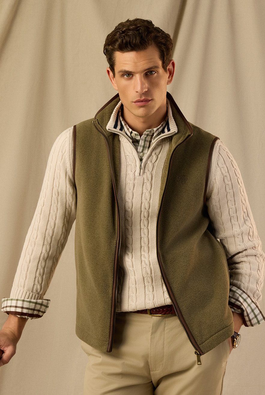 Men's Country Fleece Gilet (Dusky Khaki)