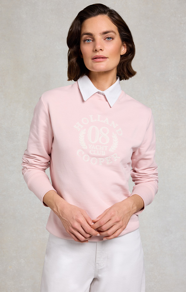 Mock Collar Crew Neck Sweat (Pink)