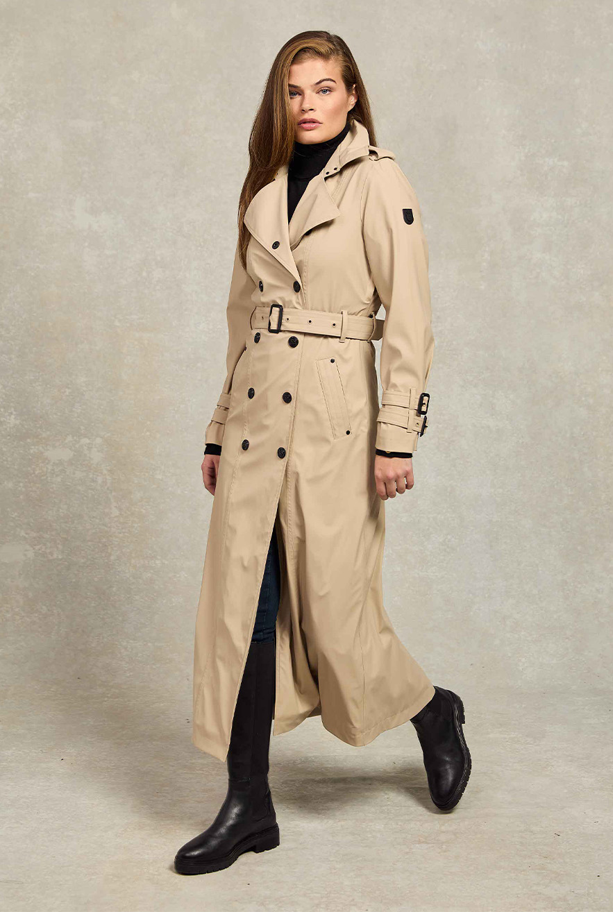 Full Length Kendal Waterproof Trench Coat (Stone)