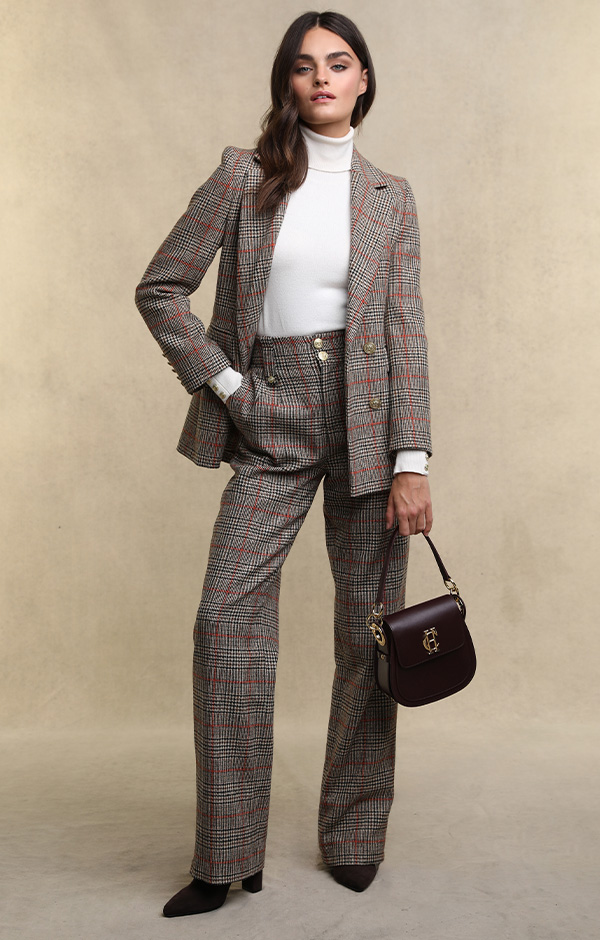 High Waisted Straight Trouser (Orange Windsor)