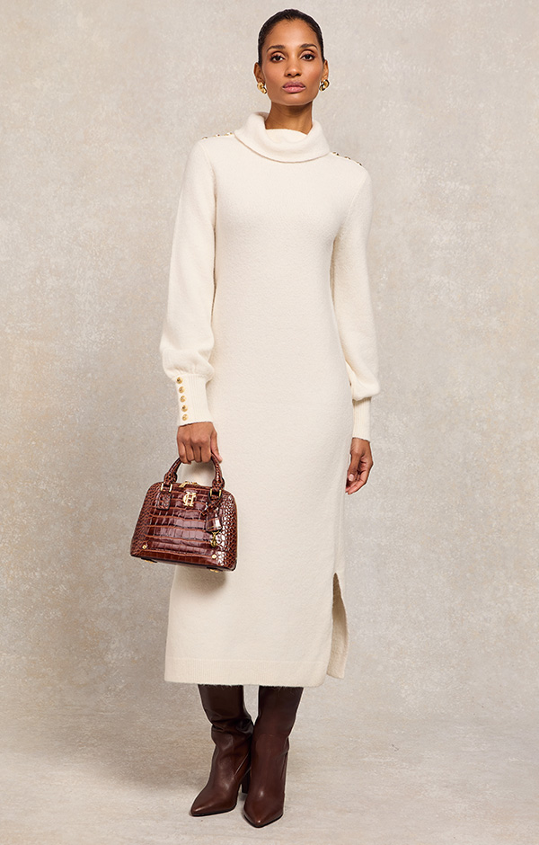 Berkeley Roll Neck Dress (Natural)