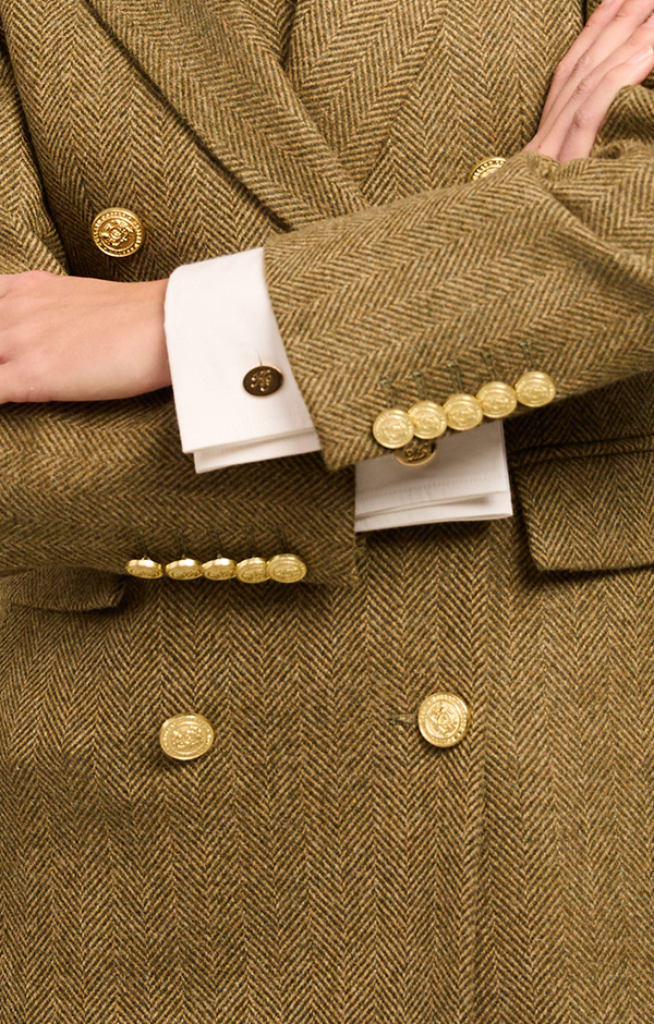 Kensington Double Breasted Blazer (Moss Herringbone)