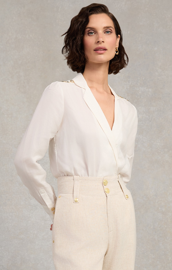 Cupro Shirt Bodysuit (White)