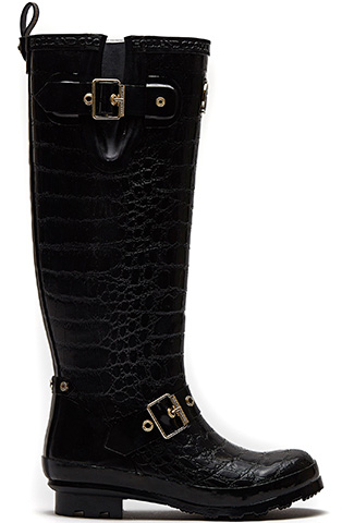 Sherpa Lined Regency Wellington (Black Croc)