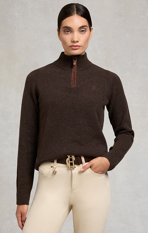 Country Quarter Zip Knit (Chocolate)
