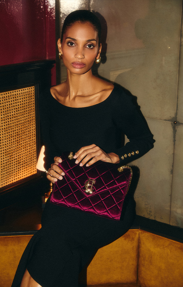 Knightsbridge Shoulder Bag (Merlot Velvet)