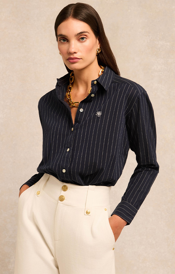 Athena Shirt (Navy Pinstripe)