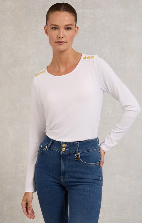 Long Sleeve Crew Neck Tee (White)
