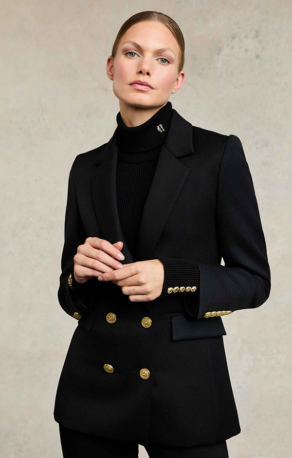 Double Breasted Blazer Black Twill
