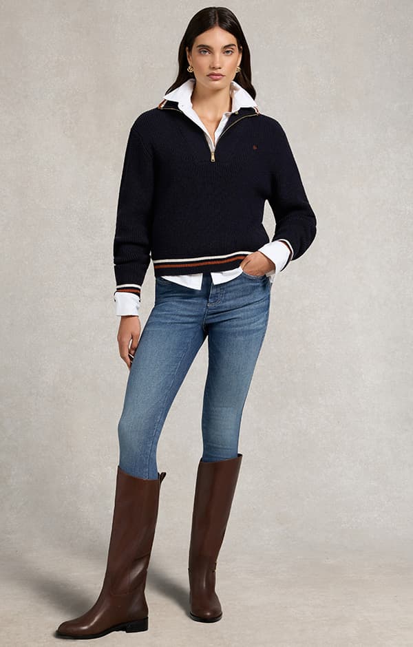 Jessica Quarter Zip Knit (Ink Navy)