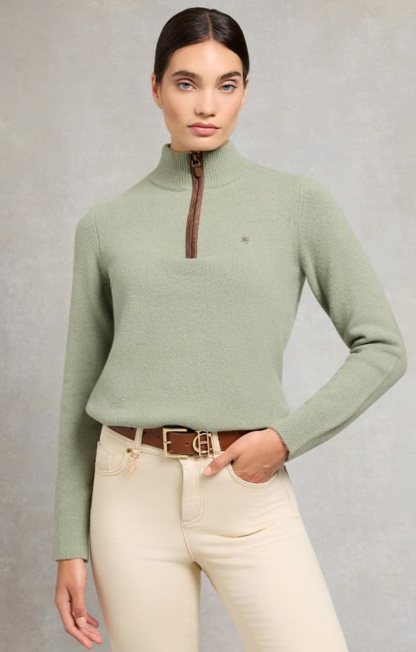 Country Quarter Zip Knit (Sage)