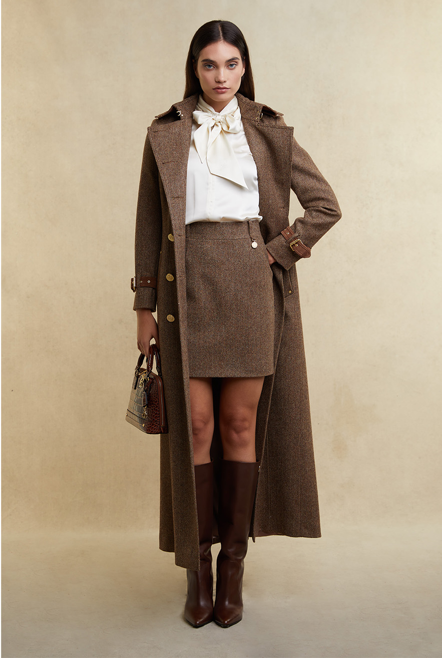 Regency Skirt (Large Scale Brown Herringbone)