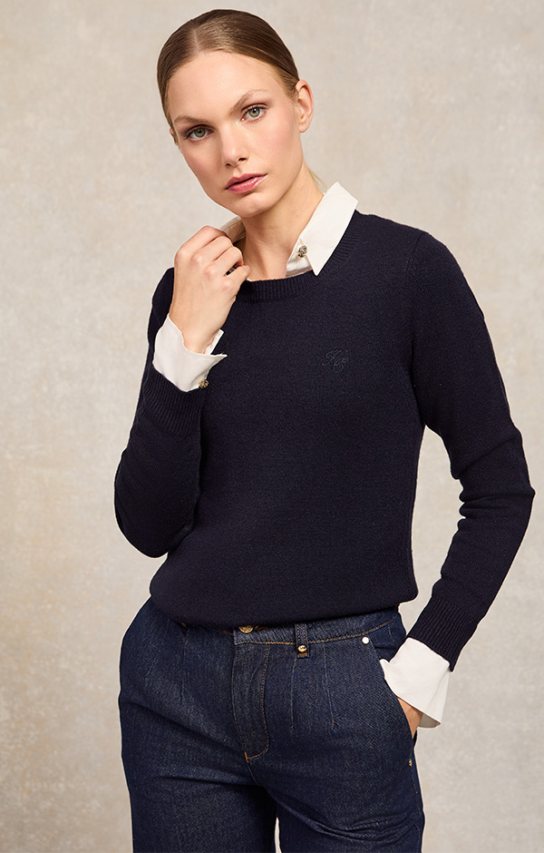 Sarah Crew Neck Knit (Ink Navy)