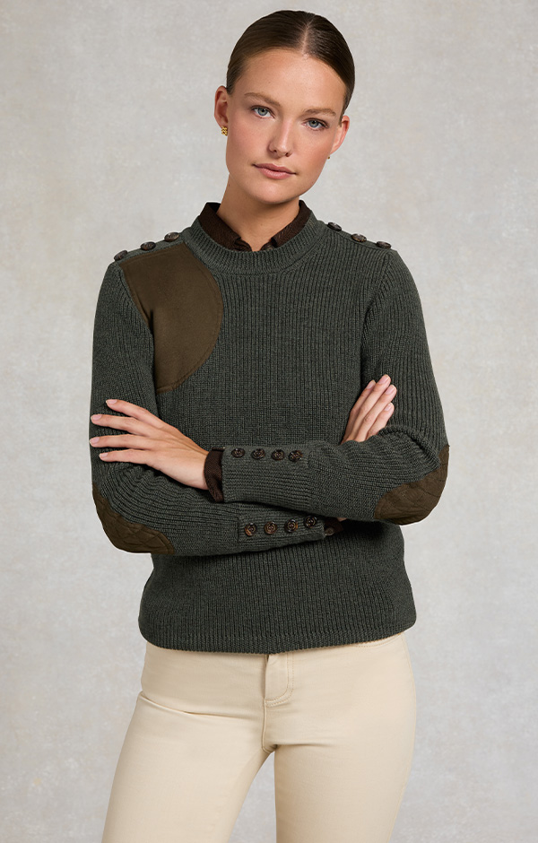 Heritage Crew Neck Knit (Forest Marl)