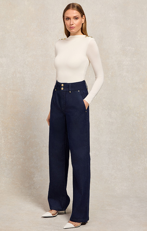 Tailored Wide Leg Jean (Deep Indigo)
