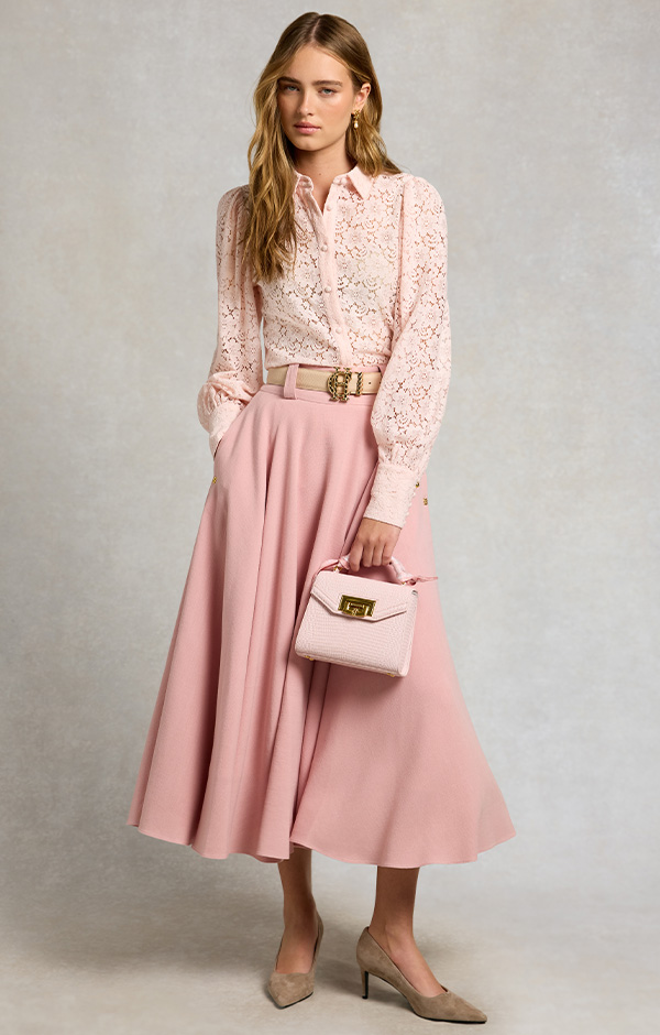 360 Maxi Linen Circle Skirt (Pink Linen)
