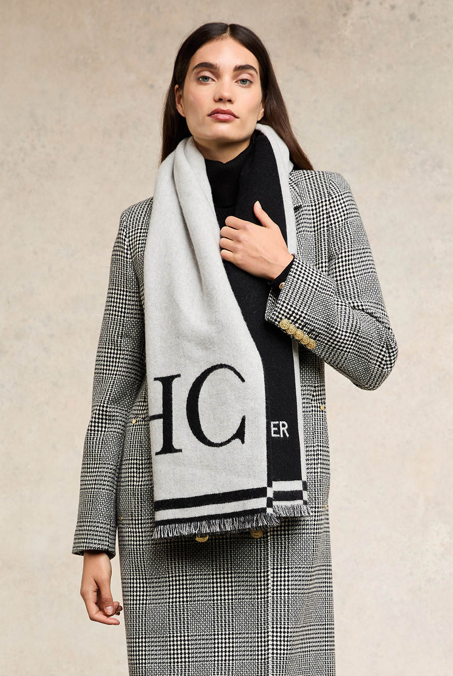 Regency Monogram Scarf (Black White)