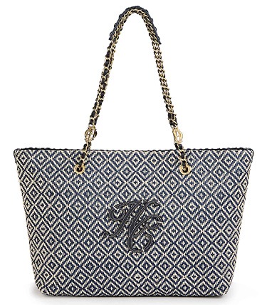 Amalfi Straw Tote (Navy Geo)