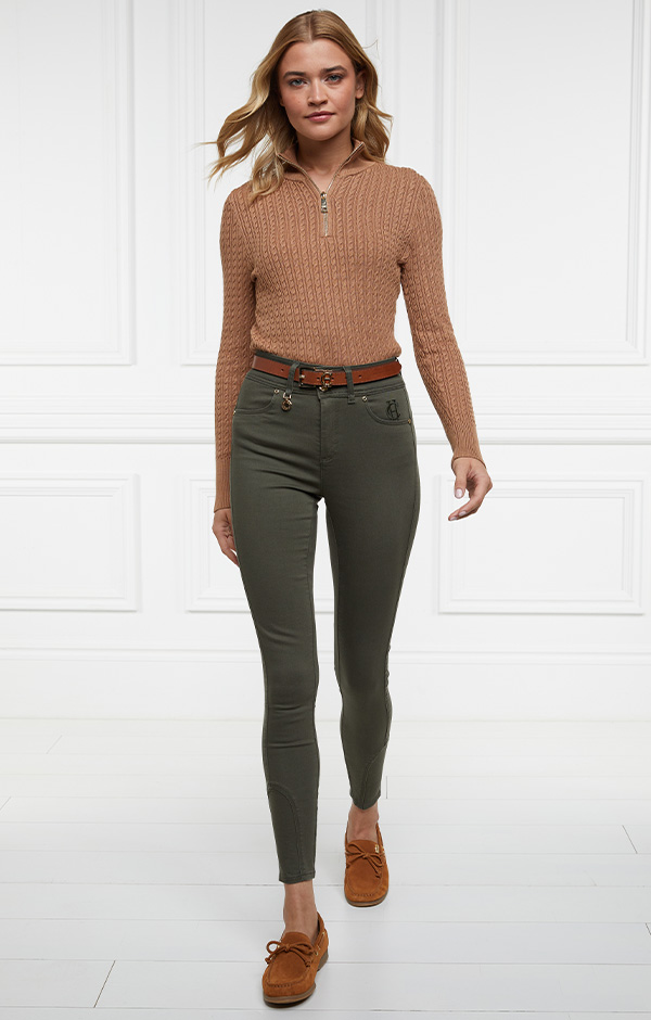 Ava Quarter Zip Knit (Dark Camel Marl)