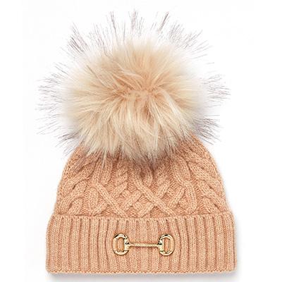 Horsebit Bobble Hat (Camel)