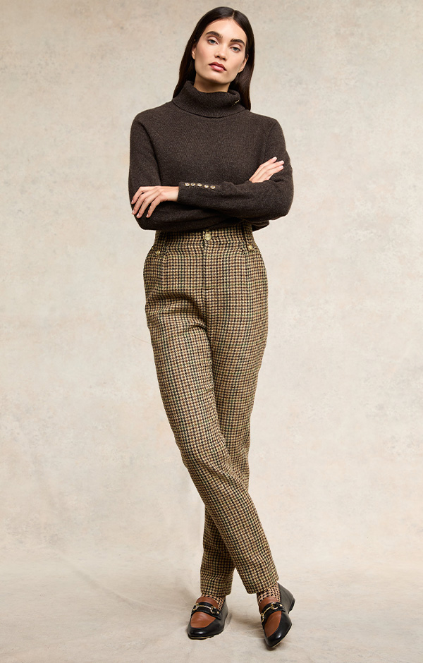 High Waisted Peg Trouser (Hailes Green Tweed)