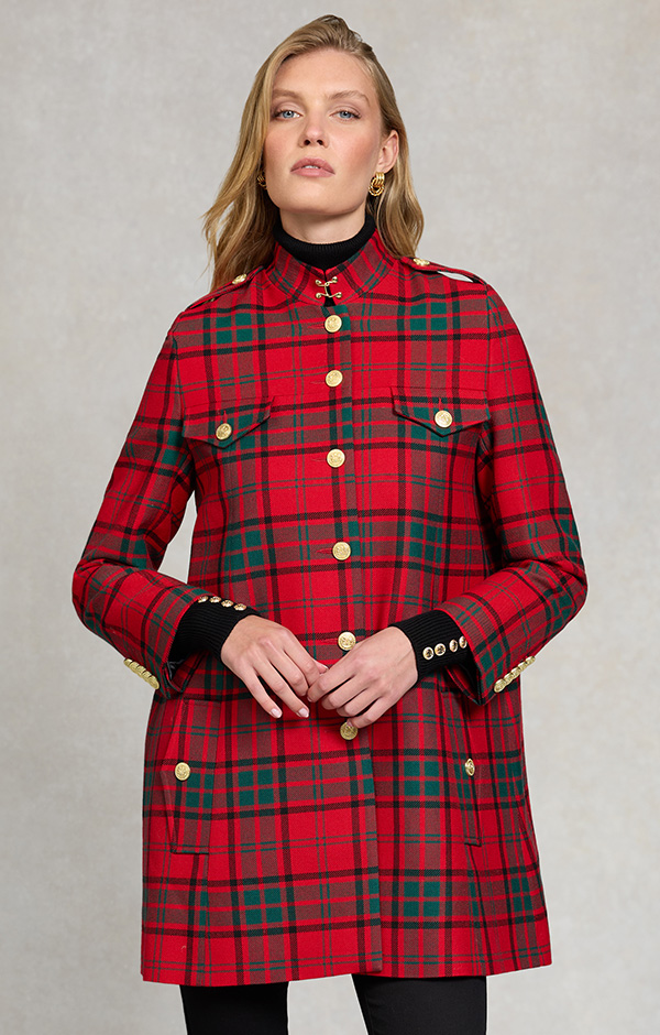 Highbury Cape Coat (Red Tartan)