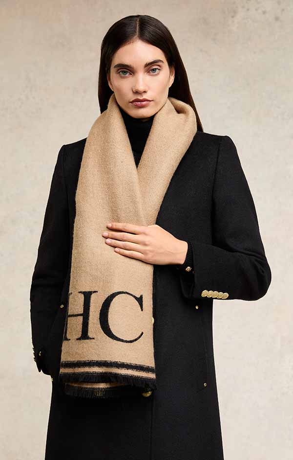 Regency Monogram Scarf (Black Camel)