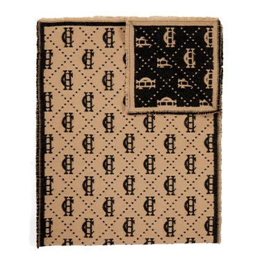 Lightweight Monogram Scarf (Tan Black)