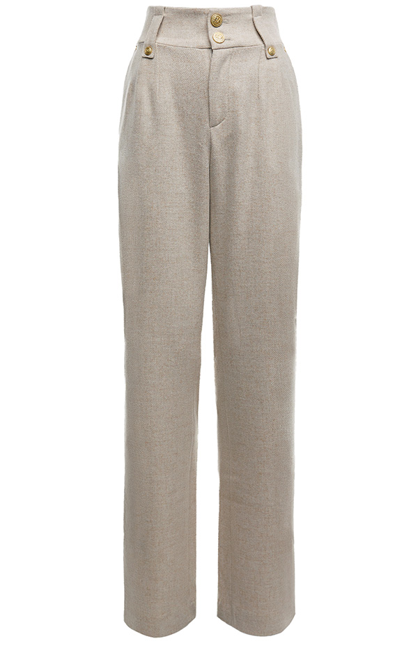 High Waisted Straight Trouser (Oatmeal)