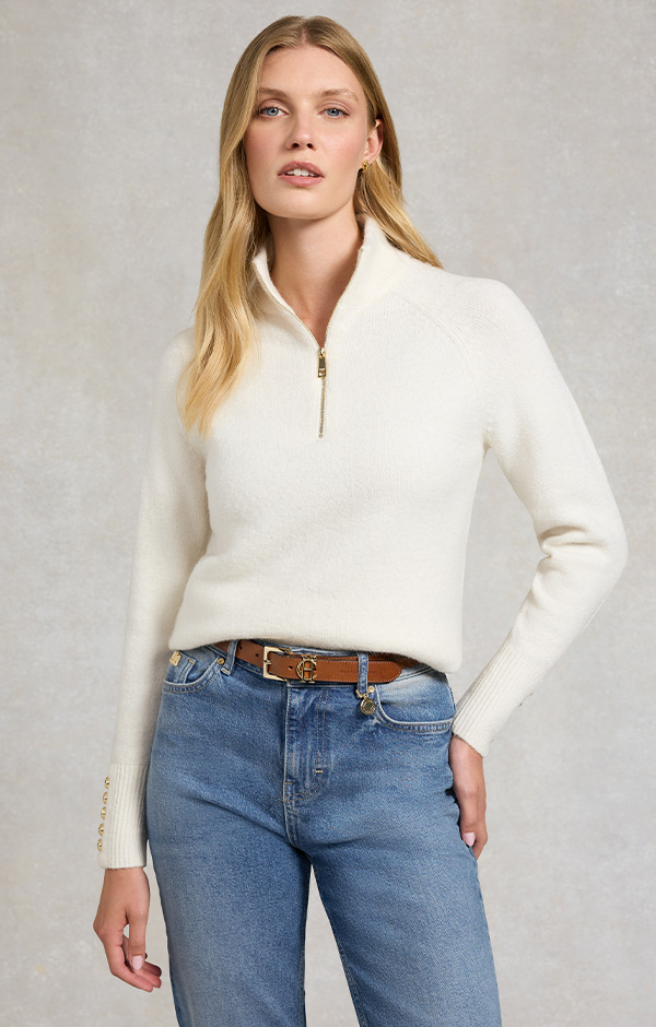 Tori Quarter Zip Knit (Natural)