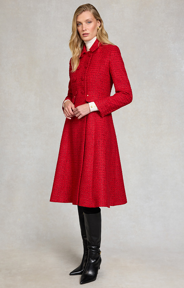 Windsor Fit & Flare Coat (Red Boucle)