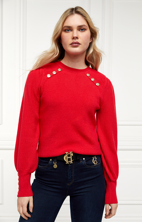Naomi Crew Neck Knit (Hot Coral)