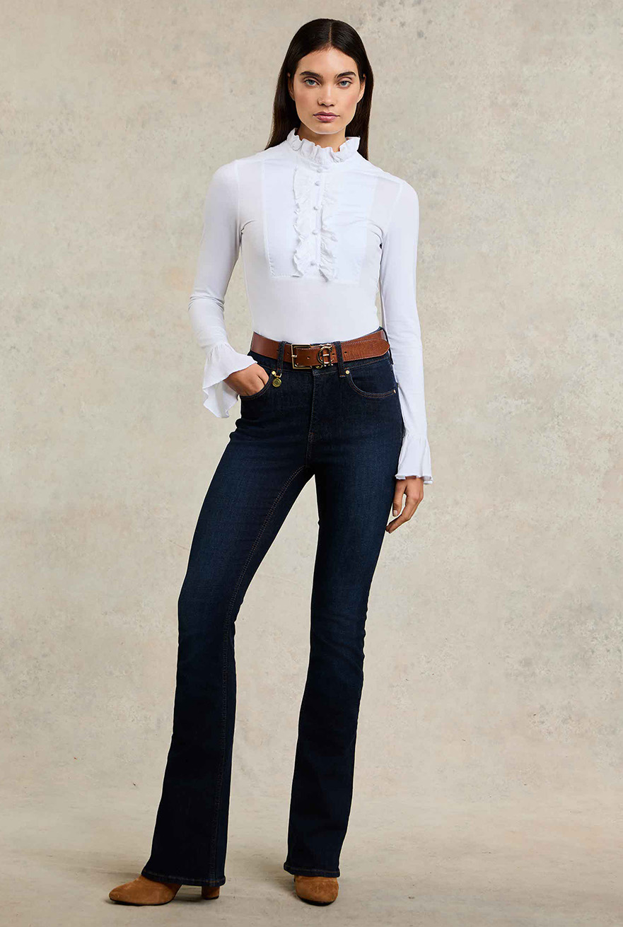 High Rise Flared Jean (Deep Indigo)