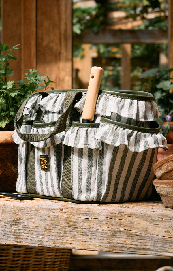 Frilled Gardening Bag (Green Stripe)