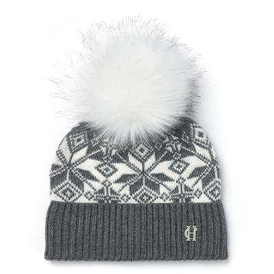 Beatrice Bobble Hat (Grey Marl Cream)