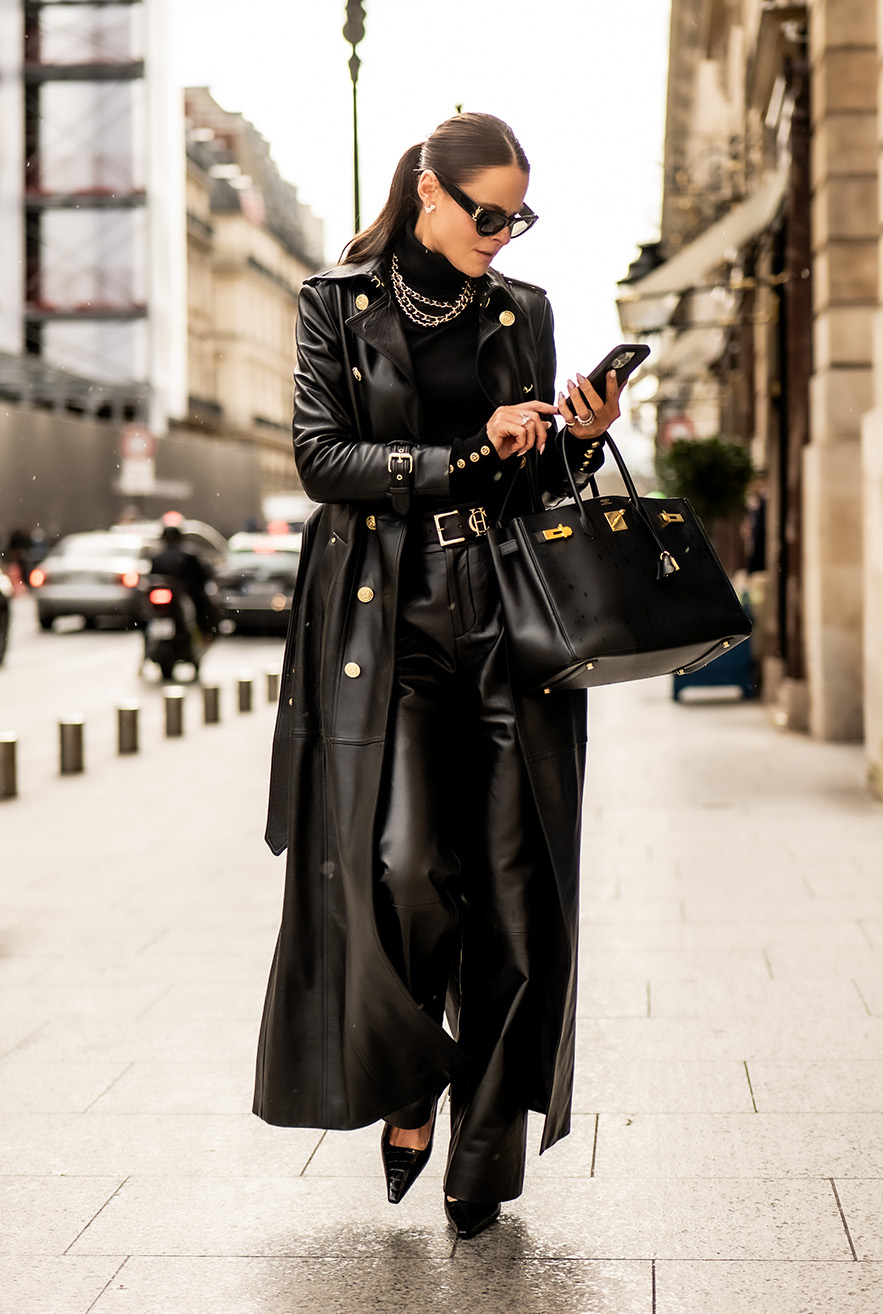 Full Length Marlborough Trench Coat (Valencia Leather Black)