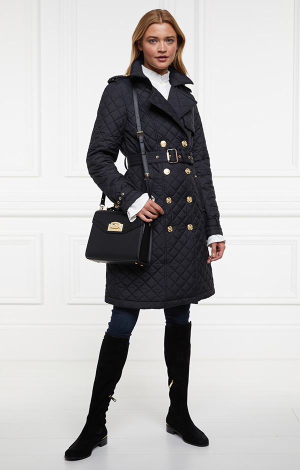 Enstone Quilted Trench Coat (Black)